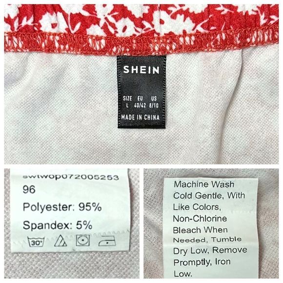 Red & White Ditsy Floral Bodycon Mini Skirt Size Large - Picture 4 of 4